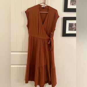 Universal Thread, Burnt Orange Rust Gauze Wrap Dress
